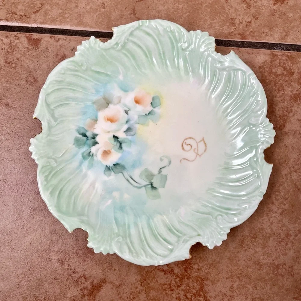 Vintage French Limoges Porcelain Monogrammed Plates 3